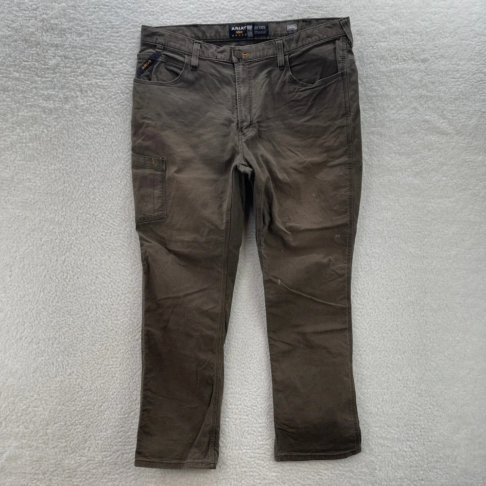 Ariat Pants Mens 40x32 Brown Rebar M4 Relaxed Straight Canvas Workwear Outdoor